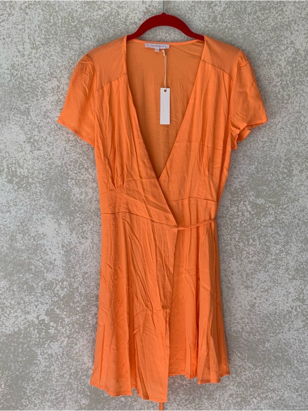 Olivaceous Bright Orange V-Neck Wrap Top Medium NWT Garden Wedding Guest Party